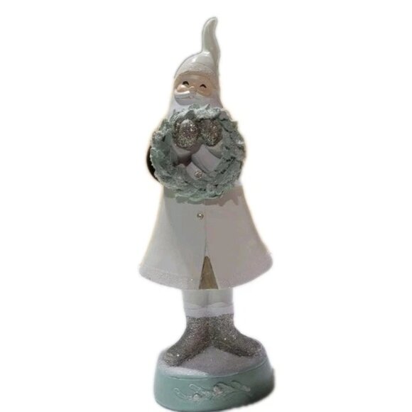 Christmas Decor Santa Clause Figurine White & Pastel Green Color New - Picture 2 of 3